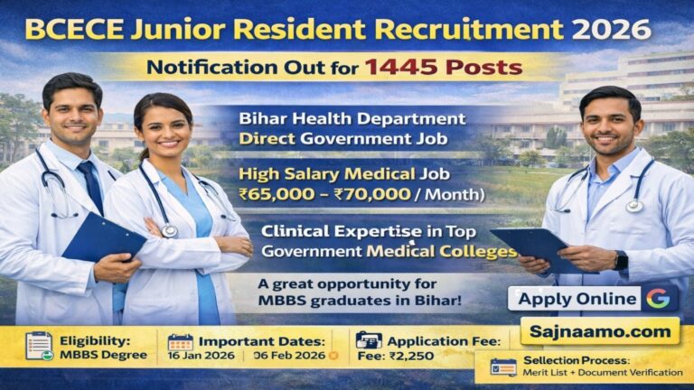 BCECE Junior Resident Recruitment 2026