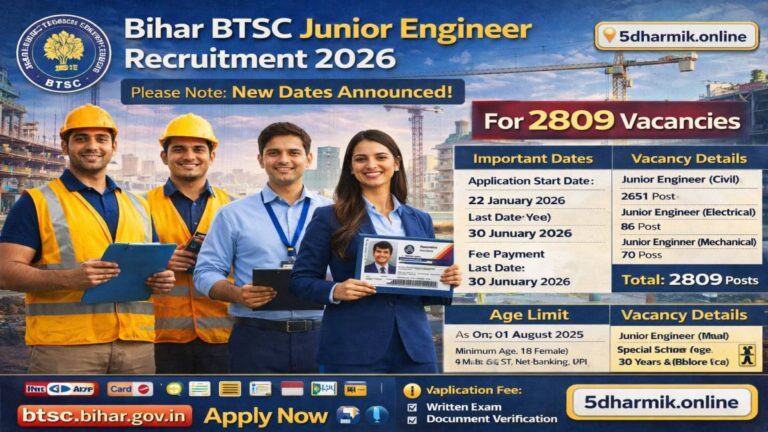 Bihar BTSC Junior Engineer Recruitment